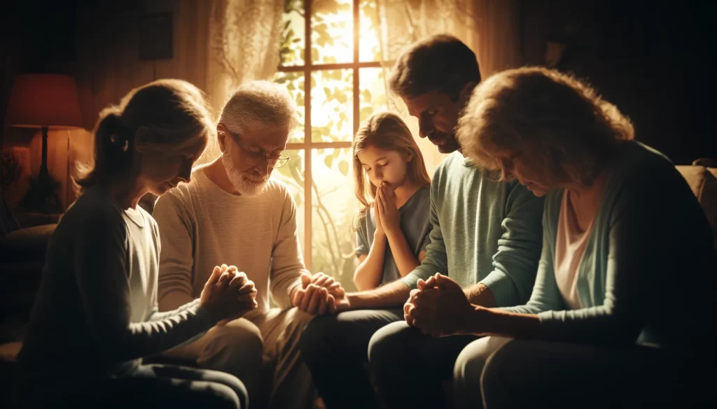 Familia-reunida-em-oracao-1024x585 Enfrentar e Superar Conflitos Familiares à Luz da Bíblia