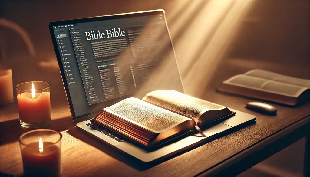 imagem-de-uma-Biblia-aberta-ao-lado-de-um-laptop-1024x585 A Bíblia Ainda É Relevante na Sociedade Moderna?