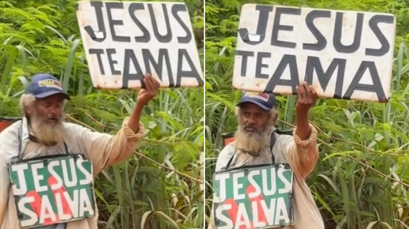 3383783125-o-idoso-pregando-na-estrada Idoso sem-teto prega a motoristas na beira da estrada: “Jesus te ama”