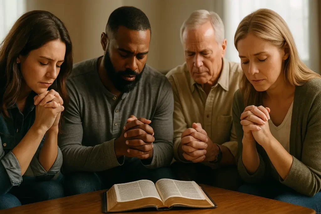 Grupo-de-cristaos-orando-e-servindo-juntos-1024x682 Igreja como Evento e Não como Corpo