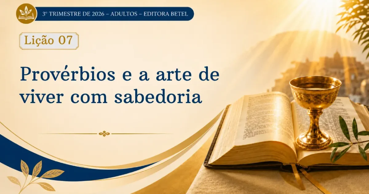 Lição 07: Provérbios a arte de viver com sabedoria | 3º Trimestre de 2026 | EBD BETEL